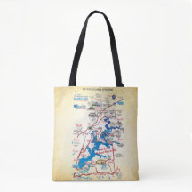 Mapa dimensional do Grand Lake OK 20z Tote Bag