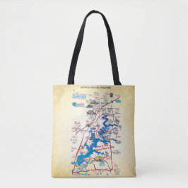 Mapa dimensional do Grand Lake OK 20z Tote Bag
