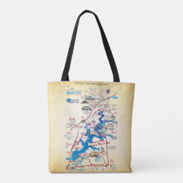 Mapa dimensional do Grand Lake OK 20z Tote Bag