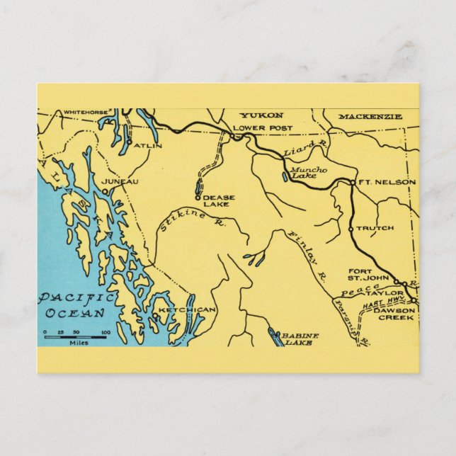 Mapa do Alasca Cartão Postal Antigo  (Frente)