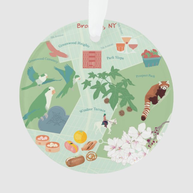 Mapa do Brooklyn Personalizável Ornamento em Dois  (Frente)