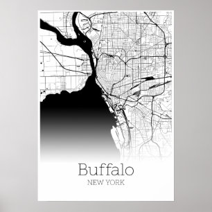 Mapa do búfalo - poster do mapa de New York City