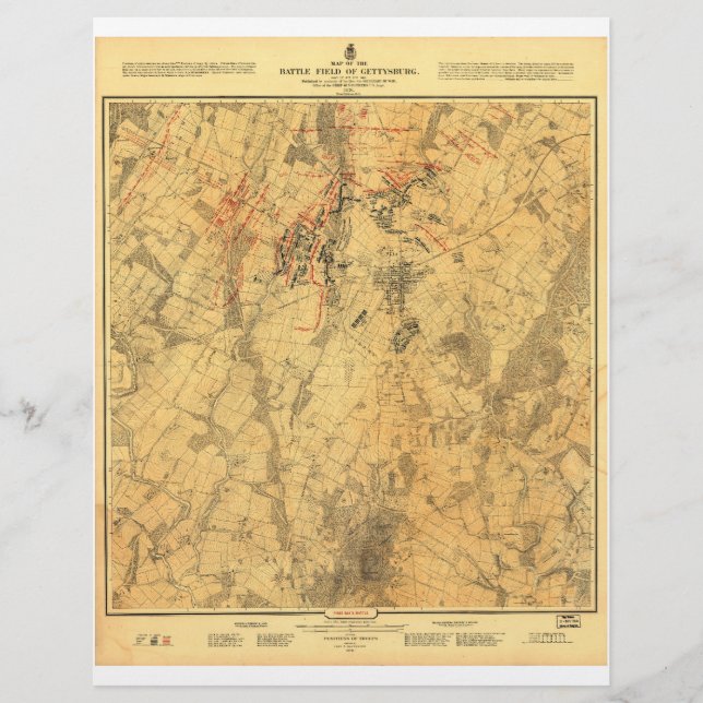 Mapa do Campo de Batalha de Gettysburg por John Ba (Frente)