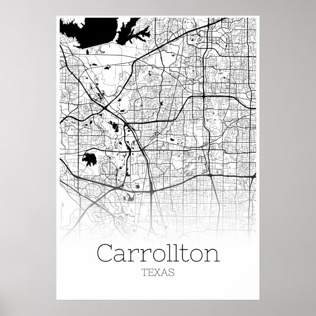 Mapa do Carrollton - Texas - Poster do mapa da cid (Frente)