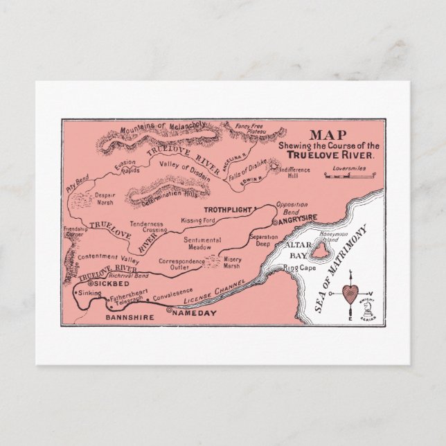 Mapa do cartão postal do rio Truelove (Frente)