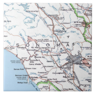 Mapa do Condado de Sonoma CA -Azul