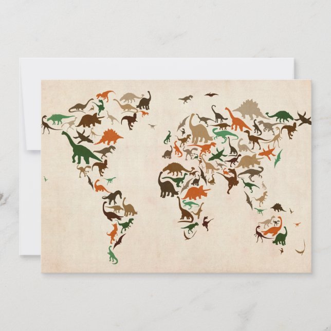 Mapa do Dinossauro do Mapa Mundial (Frente)