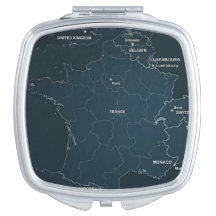 Mapa do Espelho Compacto Quadrado da França