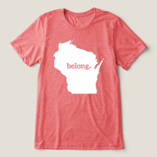 Mapa do Estado de Heart Wisconsin Belong (Design frontal)