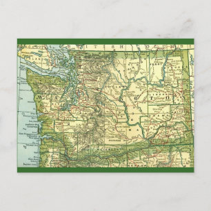 Mapa do Estado de Washington em cartão postal