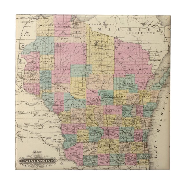 Mapa do estado de Wisconsin (Frente)