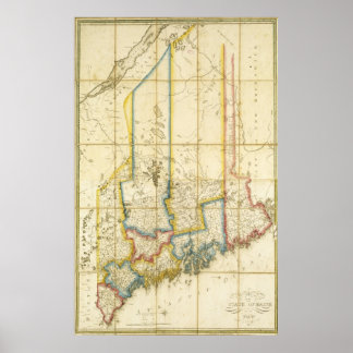 Mapa do Estado do Maine Poster 1820
