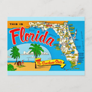 Mapa do Florida Sunshine em cartão postal