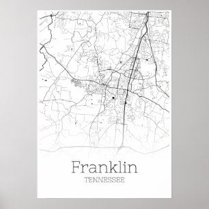 Mapa do Franklin - Tennessee - Poster do mapa da c