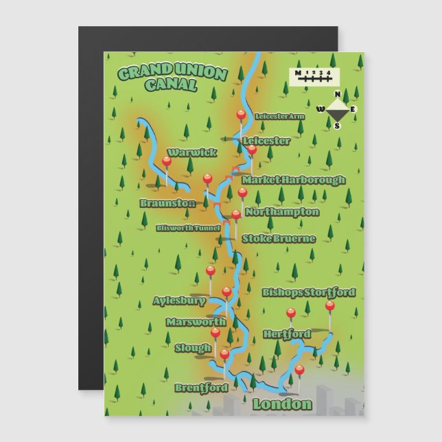Mapa do Grand Union Canal (Frente/Verso)