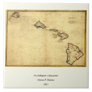 Mapa do Havaí Vintage 1837 - Ilhas Havaianas