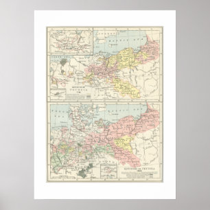 Mapa do impressão de Prússia em 1866