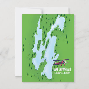 Mapa do Lago Champlain EUA Canadá pôster