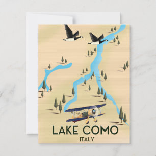 Mapa do Lago de Como Itália Cartaz de viagem