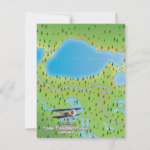 Mapa do lago do Lago Pontchartrain Louisiana