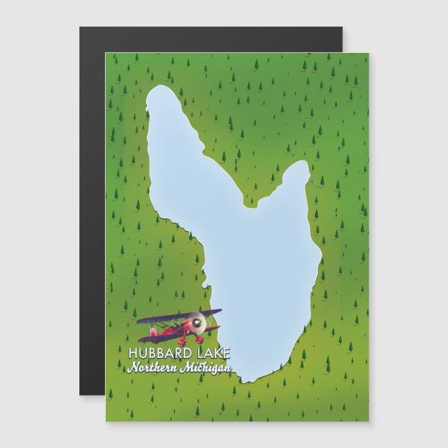mapa do lago Hubbard no norte de Michigan (Frente/Verso)