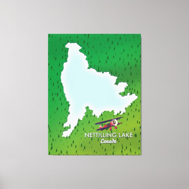 Mapa do lago Hubbard no norte de Michigan Canvas P (Frente)