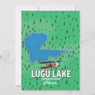 Mapa do Lago Lugu, Planalto de Yunnan, China