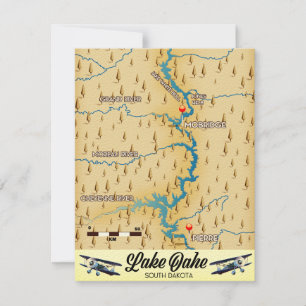 Mapa do Lago Oahe Dakota do Sul