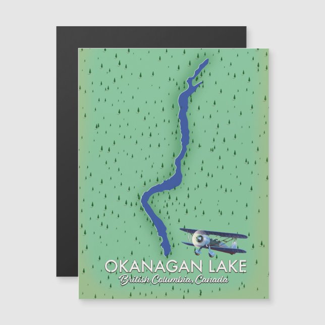 Mapa do Lago Okanagan Colúmbia Britânica Canadá (Frente/Verso)