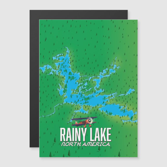 Mapa do lago Rainy Lake Norte-Americano (Frente/Verso)