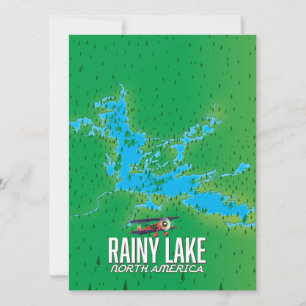 Mapa do lago Rainy na América do Norte