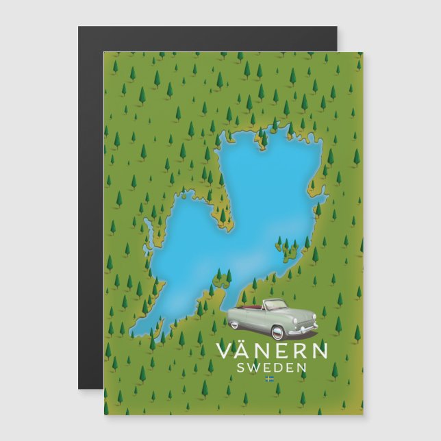 Mapa do lago Vänern na Suécia (Frente/Verso)
