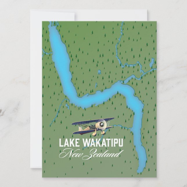 Mapa do Lago Wakatipu Nova Zelândia (Frente)