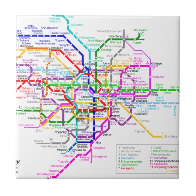 Mapa do metro de Tokyo Japão (Frente)