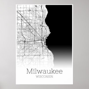 Mapa do Milwaukee - Wisconsin - Poster do Mapa da