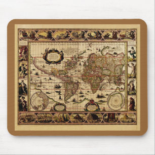 Mapa do mundo 1635 por Willem Blaeu Mousepad
