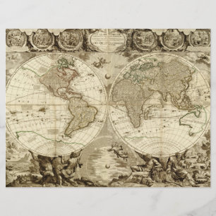 Mapa do mundo 1708 por Jean Baptiste Nolin