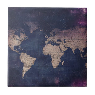 Mapa do Mundo Celestial de Roxo Vintage (5)