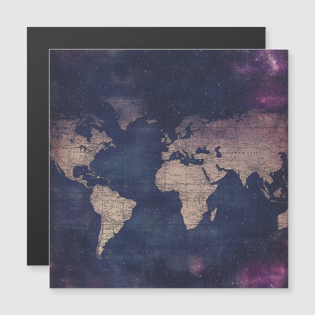 Mapa do Mundo Celestial de Roxo Vintage (5) (Frente/Verso)