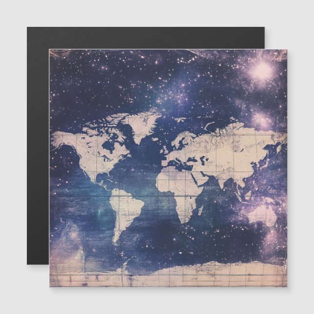 Mapa do Mundo Celestial de Roxo Vintage (8) (Frente/Verso)
