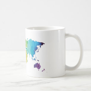 Mapa do mundo da aguarela - caneca