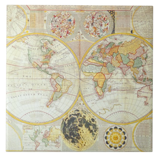Mapa do mundo dobro do hemisfério (Frente)