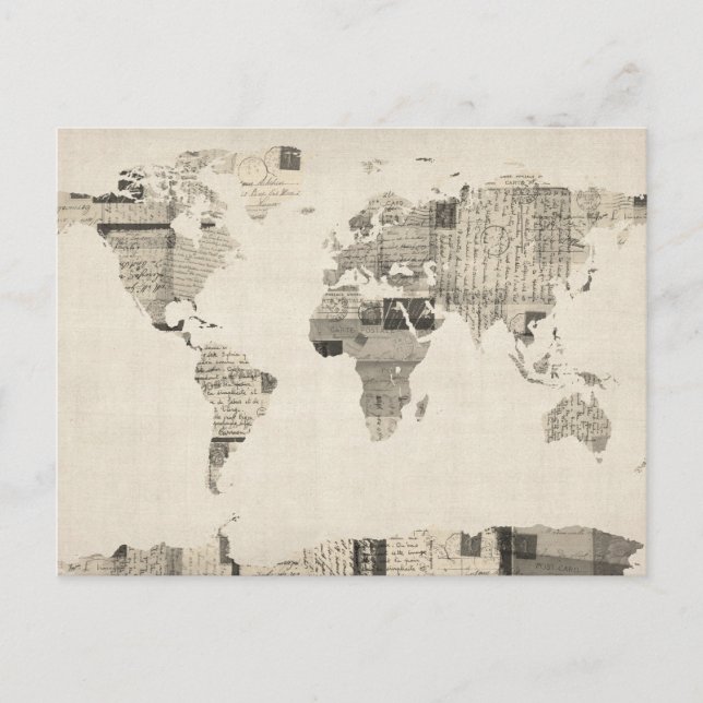 Mapa do Mundo dos Cartões Postais Antigos (Frente)