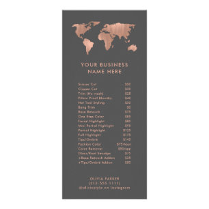 Mapa do Mundo Dourado do Faux Rosa Menu Serviço