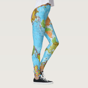 Mapa do mundo. Leggings escolares. Pés de Dia de 
