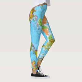 Mapa do mundo. Leggings escolares. Pés de Dia de M