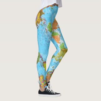 Mapa do mundo. Leggings escolares. Pés de Dia de M