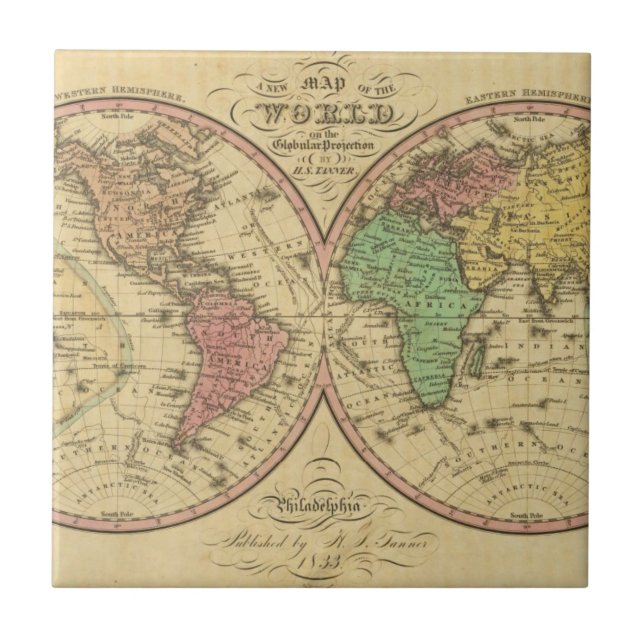 Mapa do mundo na projeção Globular (Frente)