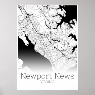 Mapa do Newport News - Virginia - Poster do mapa d