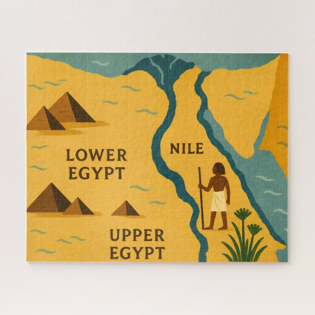 Mapa do Nilo do Egito Mito Quebra-cabeça Azul Azul (Horizontal)